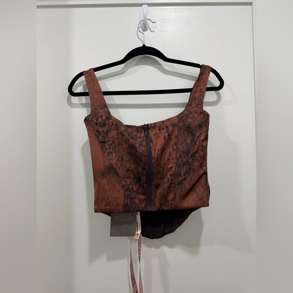 NEW HOUSE OF CB Rafa Satin Longline Corset Top- Rust (size M) - Picture 3 of 6